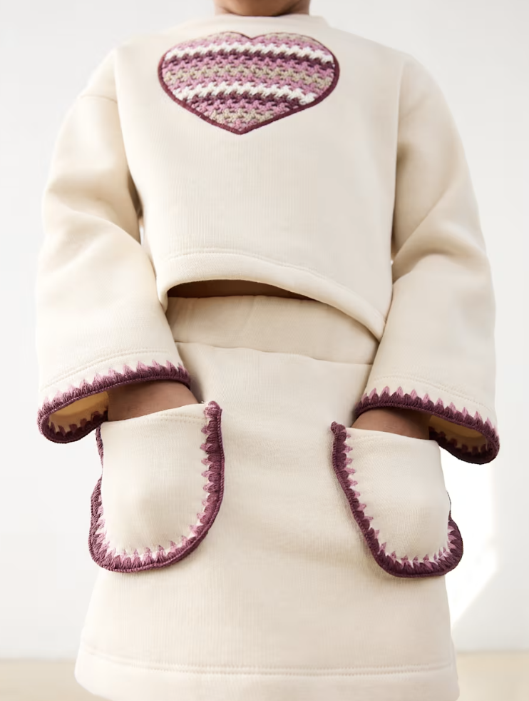 Heart Sweatshirt and Skirt Set