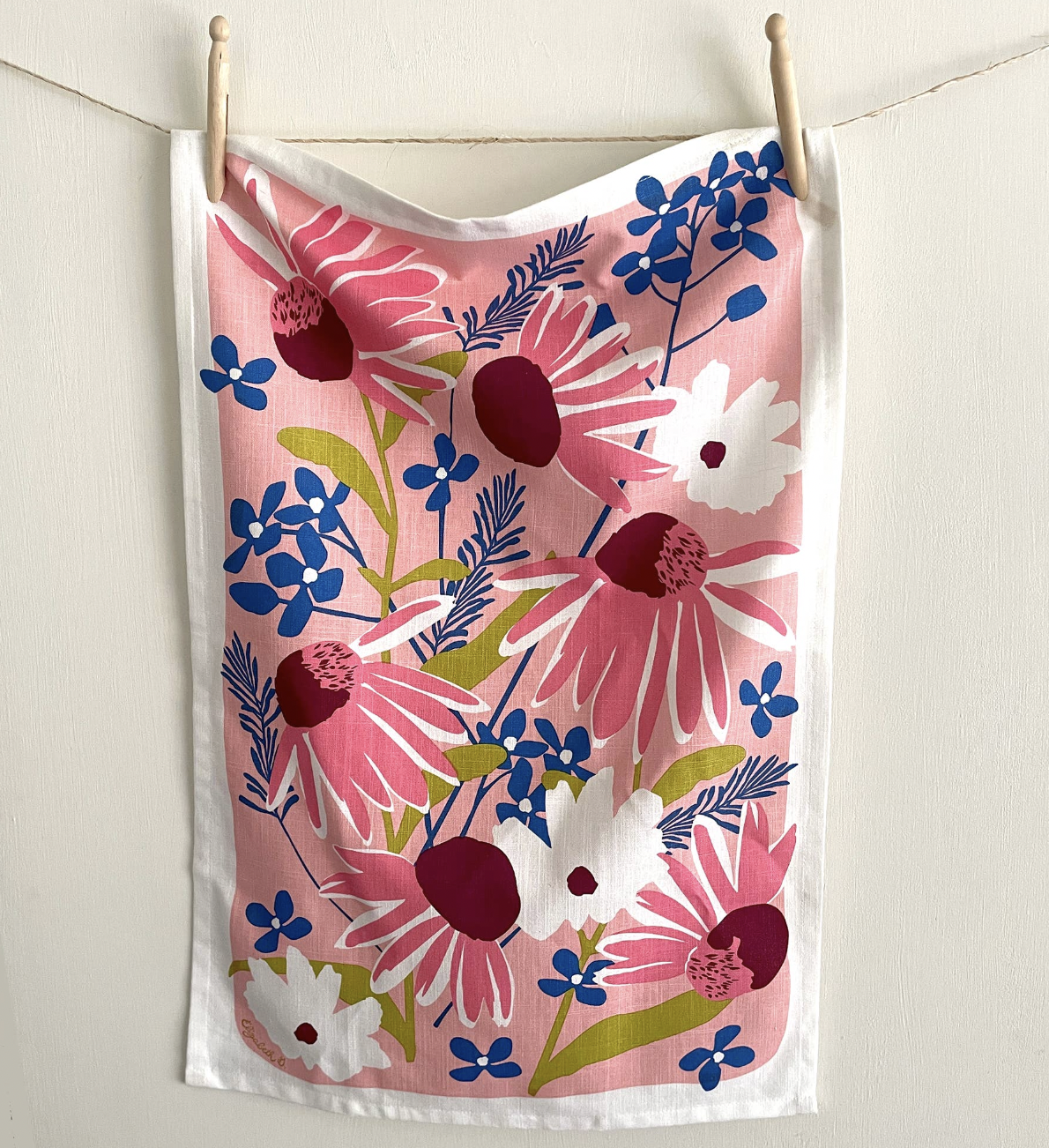 Echinacea Flowers Tea Towel
