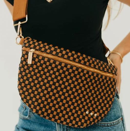 Woven Checkered Coffee Westlyn Woven Bum Bag