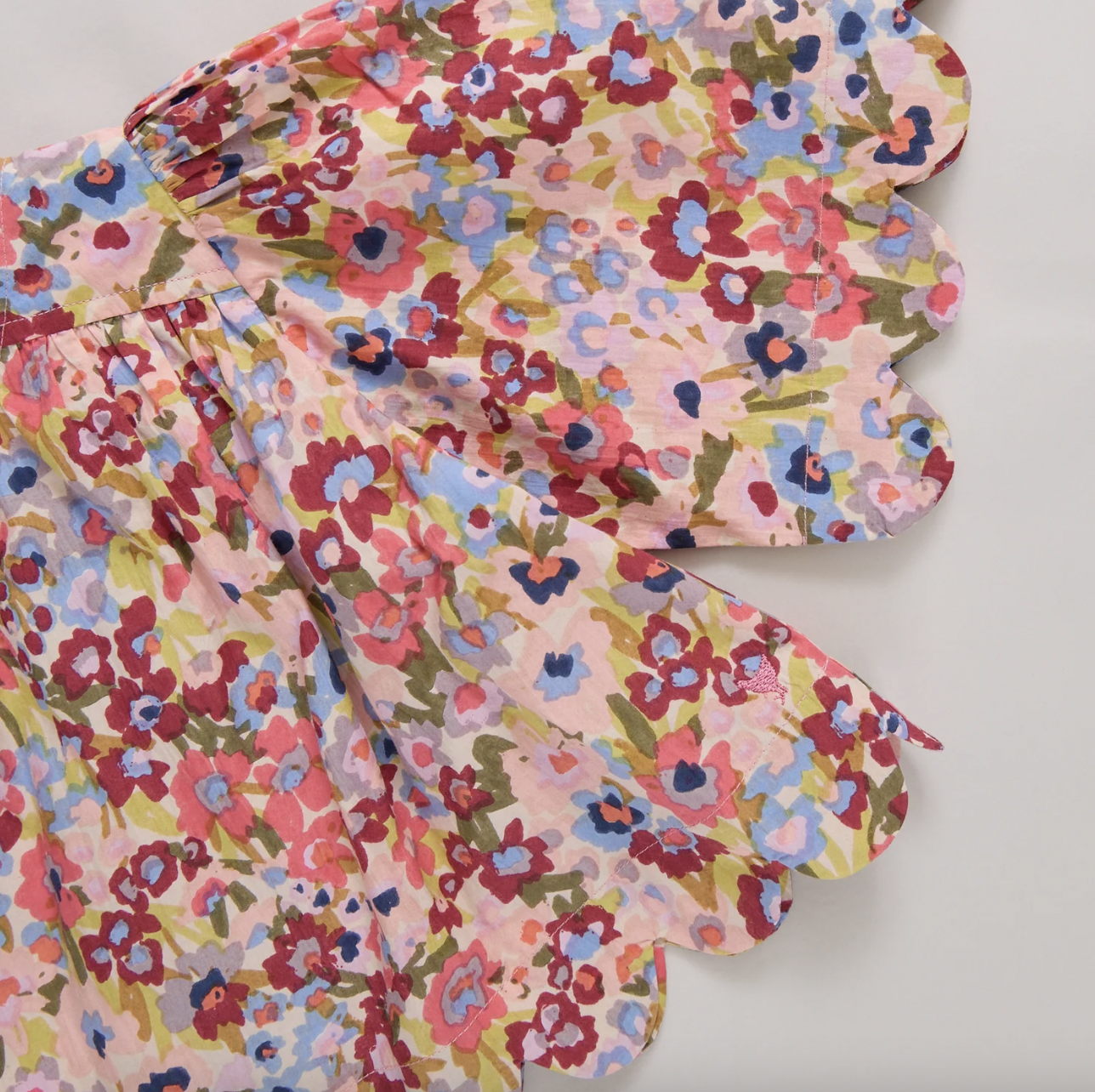 Burgundy Sketched Floral Scallop Misha Two Piece Set