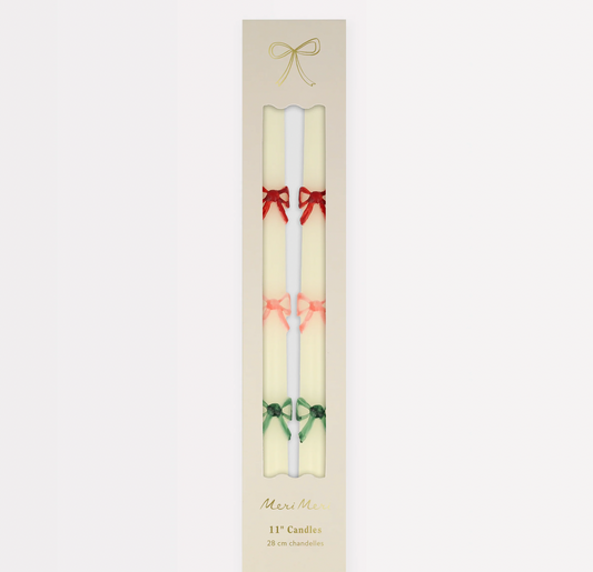 Multi Colored Bow Taper Candles