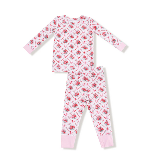 Rose Bow Lattice Pajama Set