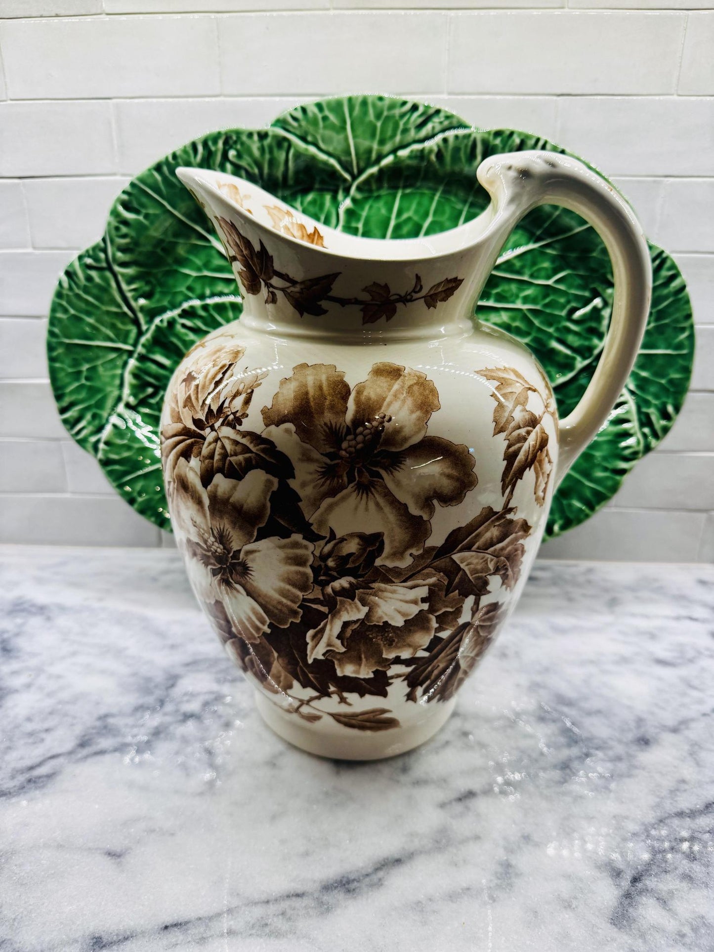 Antique Victorian Transferware Pitcher