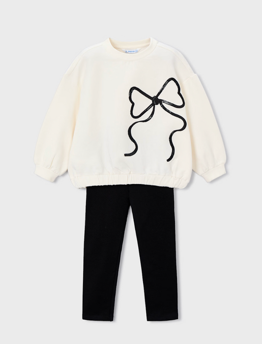Bow Sweatshirt + Leggings Set