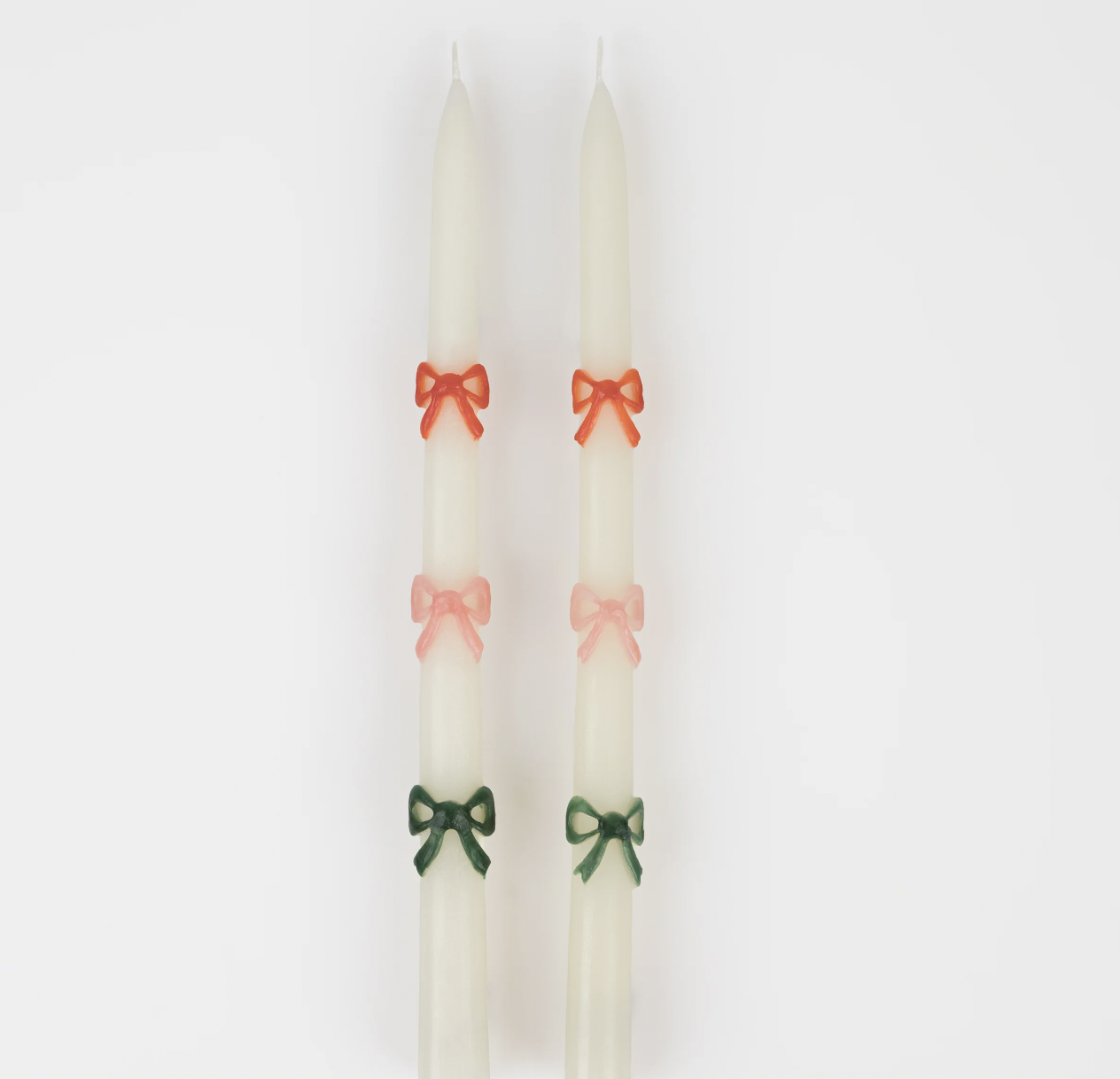 Multi Colored Bow Taper Candles