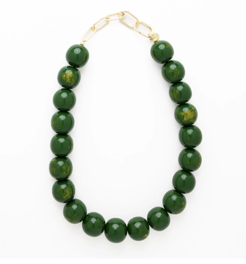 Large Green Resin Bead Necklace