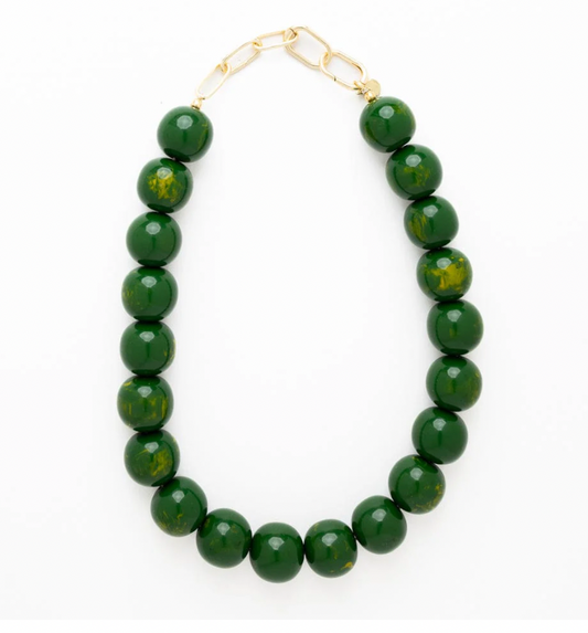 Large Green Resin Bead Necklace