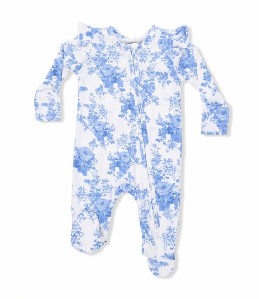 Dream Cottage Floral Ruffle Sleeve Footie