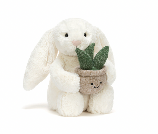 Cream Bunny with Plant