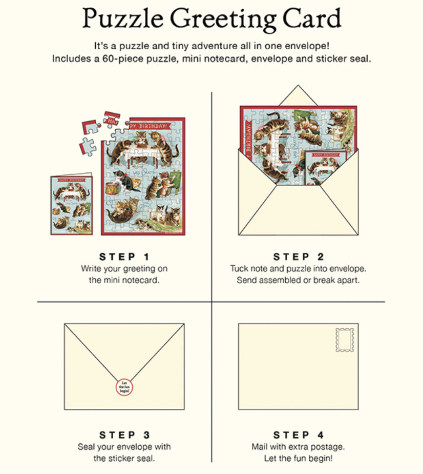 Happy Birthday Cat's Play Puzzle Greeting Card