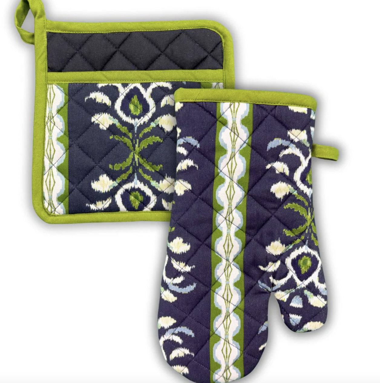 Rosemary Stripe Oven Mitt and Potholder Set