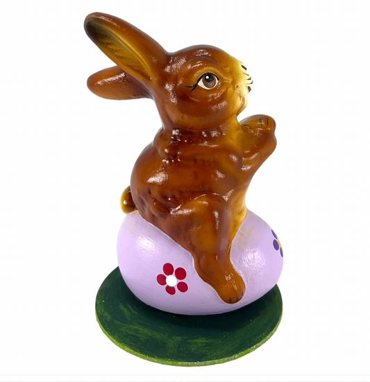 Paper Mache Bunny on Lilac Egg