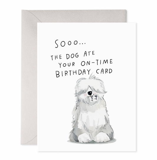 Sheepdog Belated Birthday Card