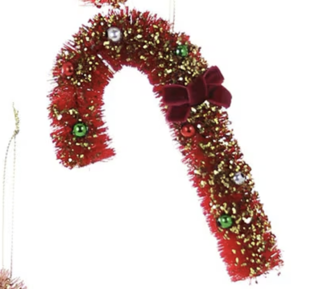 Vintage Bottle Brush Candy Cane Ornament