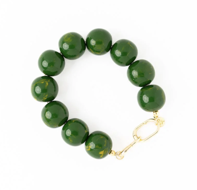 Large Green Resin Bead Bracelet