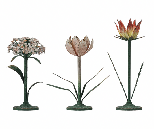 Vintage Reproduction Toleware Flower Shaped Taper Holder - Small
