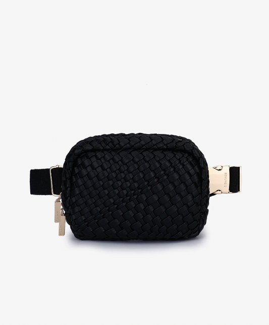 Everleigh Black Woven Belt Bag