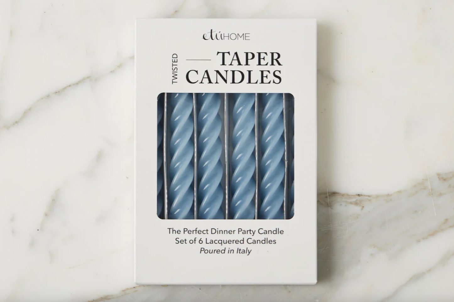 Denim Lacquered Twisted Taper Candles, Set of 6