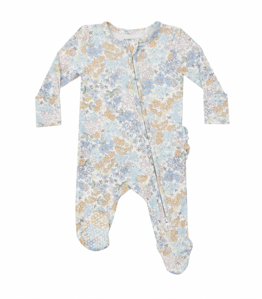 Edith Floral Ruffle Footie
