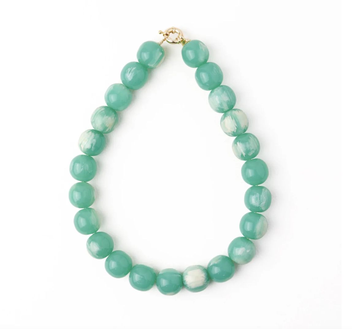 Aqua/Turquoise Large Resin Bead Necklace