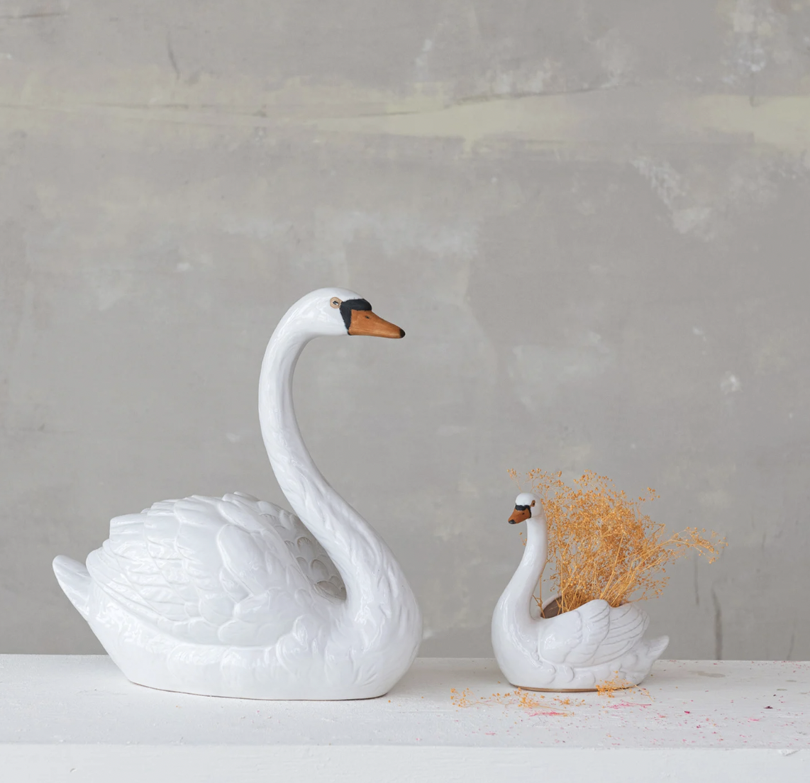 Stoneware Swan Planter