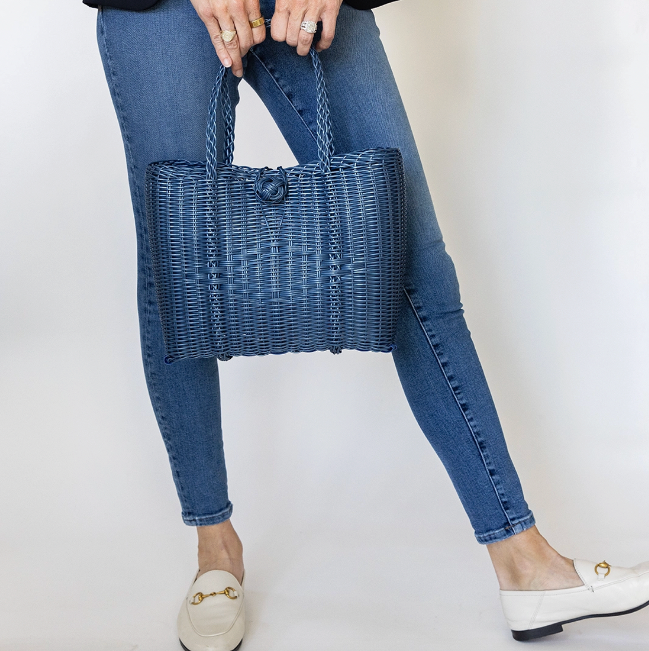 Woven Tote in Fog Blue