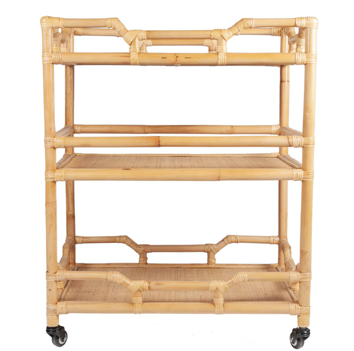 Rattan Rolling Bar Cart