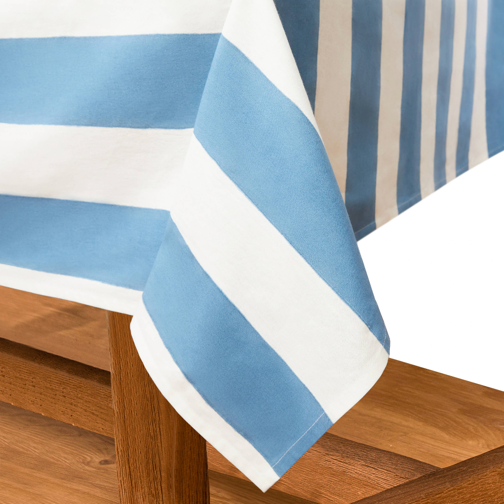 St. Tropez Blue Stripes | French Tablecloth
