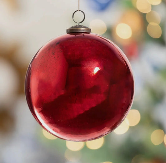 Antique Shiny Ruby Glass Ball Ornament