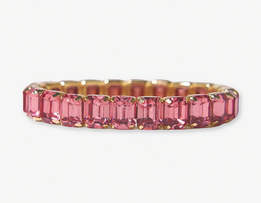 Pink Etta Small Rectangle Stone Stretch Bracelet