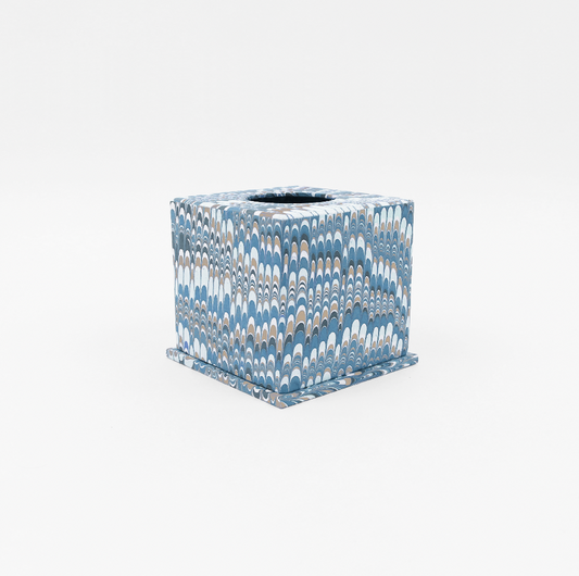 Mountain Blue Ochre Marbled Tissue Box