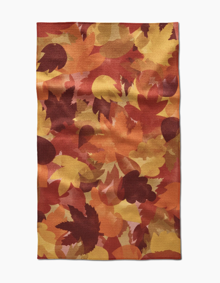 Watercolor Fallen Leaves Tea Towel