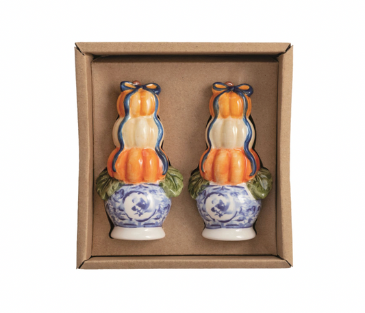Pumpkin Topiary Salt & Pepper Shaker Set