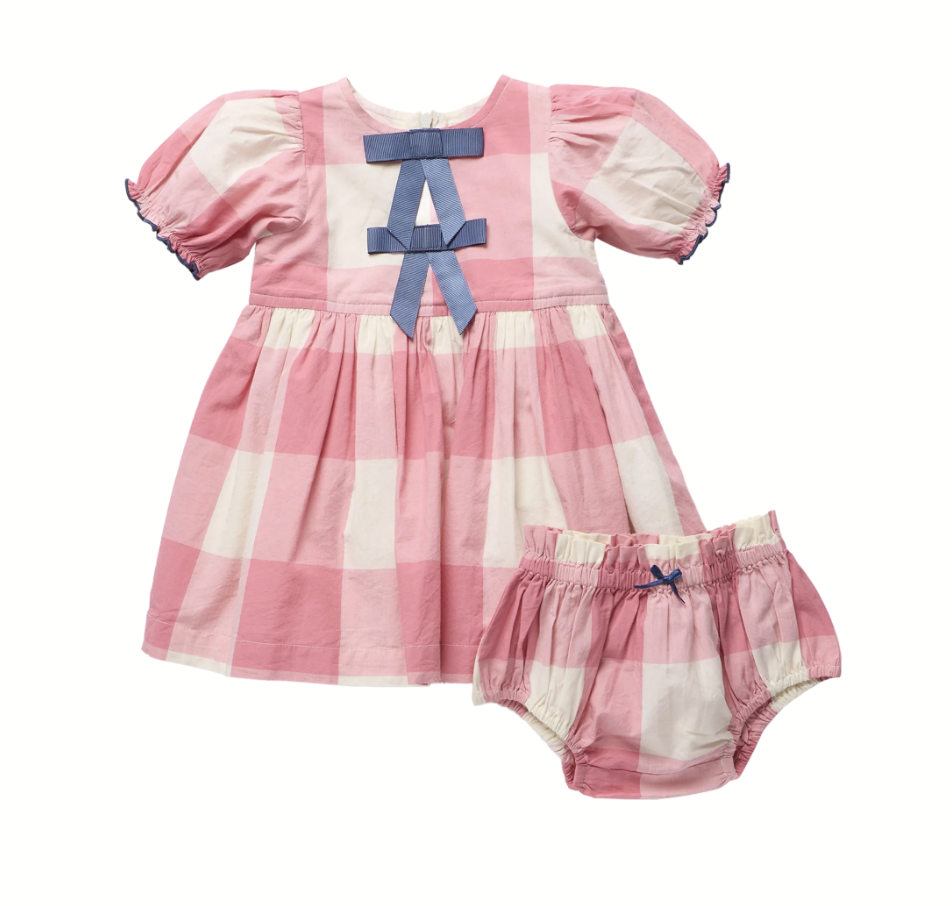Pink Checks Hermione Dress Set