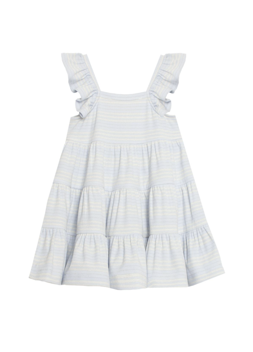 Blue & White Striped Tiered Dress