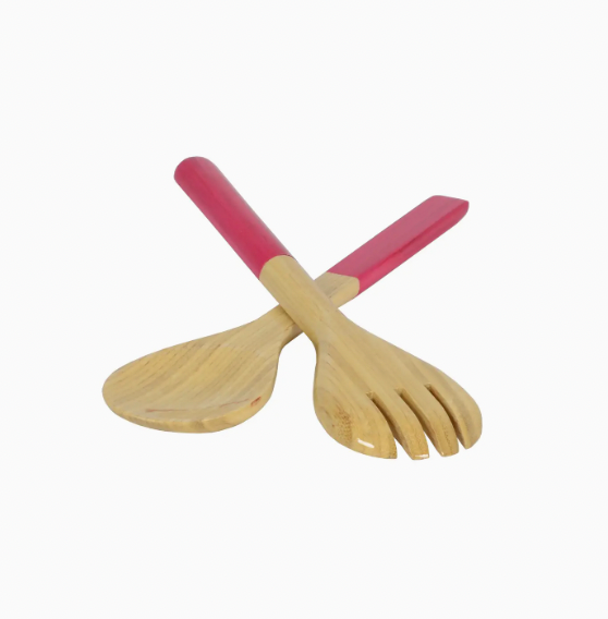 Small Bamboo Serving Set - Fuchsia