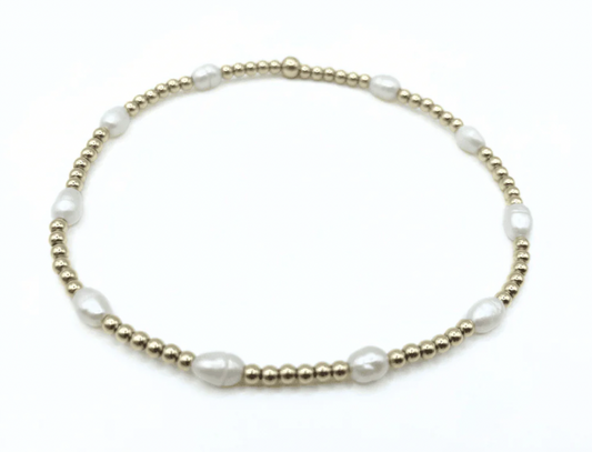 Petite Patterned Rice Pearl Bracelet with 14k Gold-Filled Beads