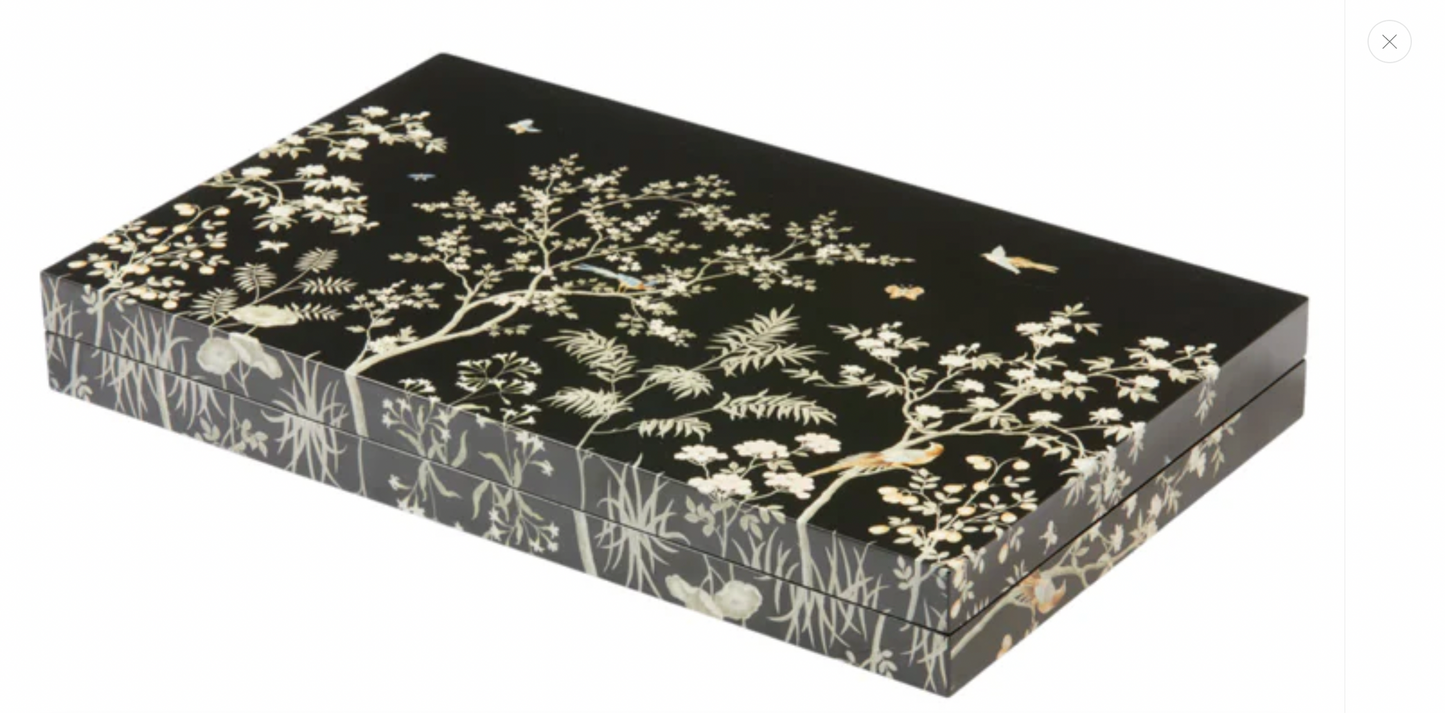 Black Chinoiserie Lacquer Backgammon Set