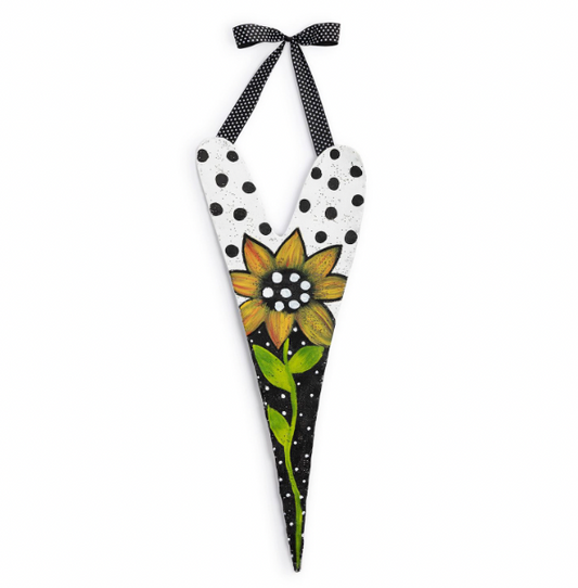 Long Heart with Sunflower + Polka Dots Door Hanger