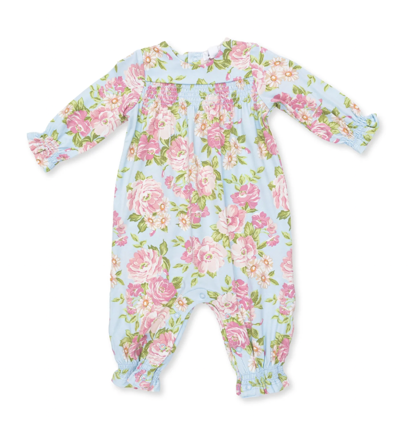 Angeline Floral Smocked Long Sleeve Romper