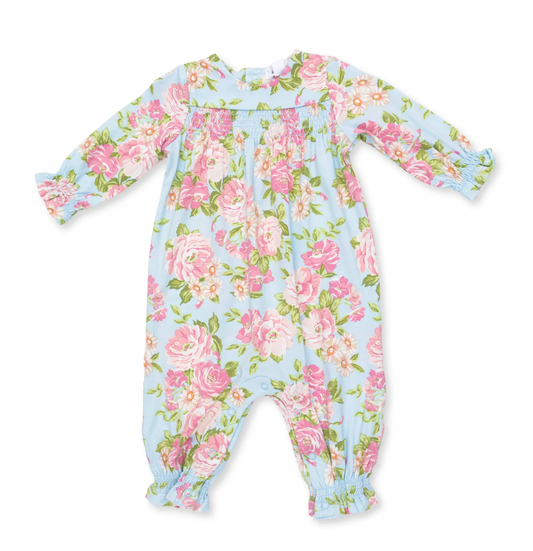 Angeline Floral Smocked Long Sleeve Romper