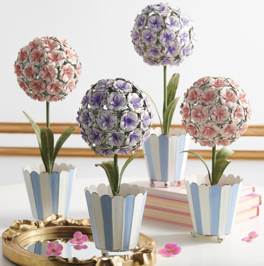 Pink Metal Hydrangea Topiary