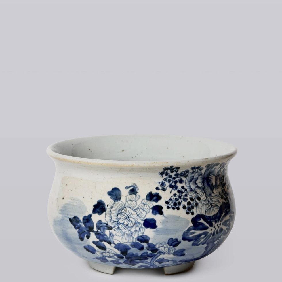 Blue and White Porcelain Four Seasons Footed Compote