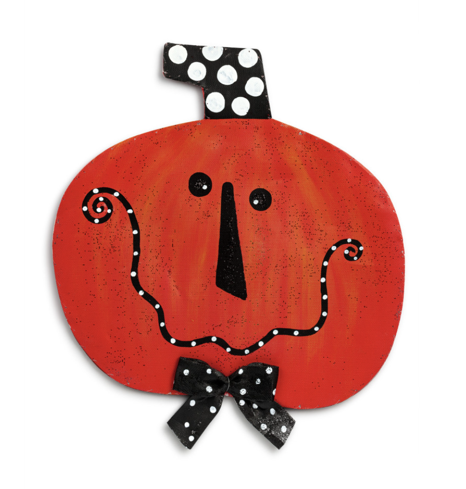 Pumpkin with Bow Door Hanger