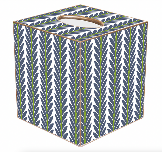 Frond Indigo Tissue Box Cover