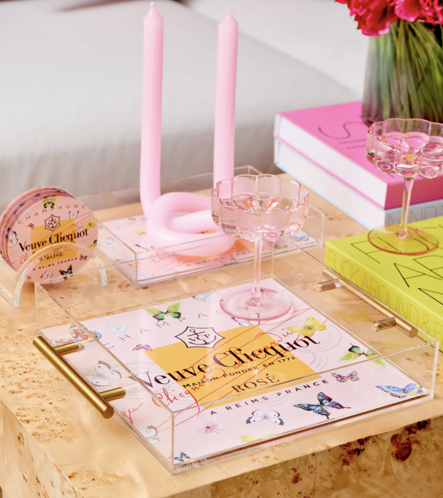 Rosé Bubbly Butterfly Tray