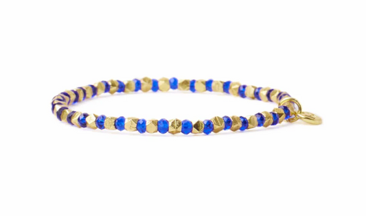 Lapis + Gold Crystal Stretch Bracelet