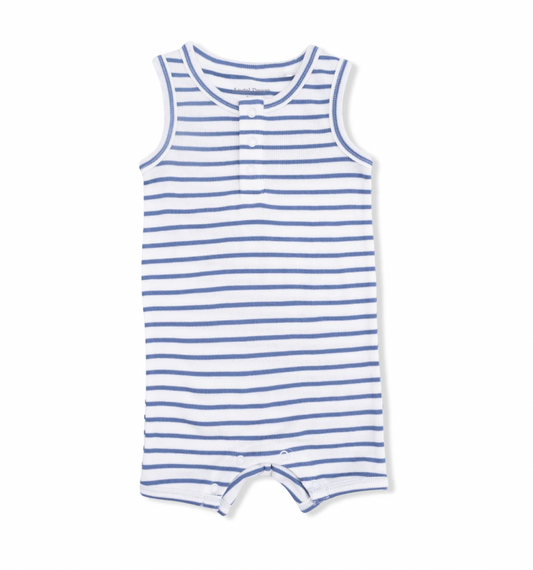 Navy Stripe Henley Shortie Romper