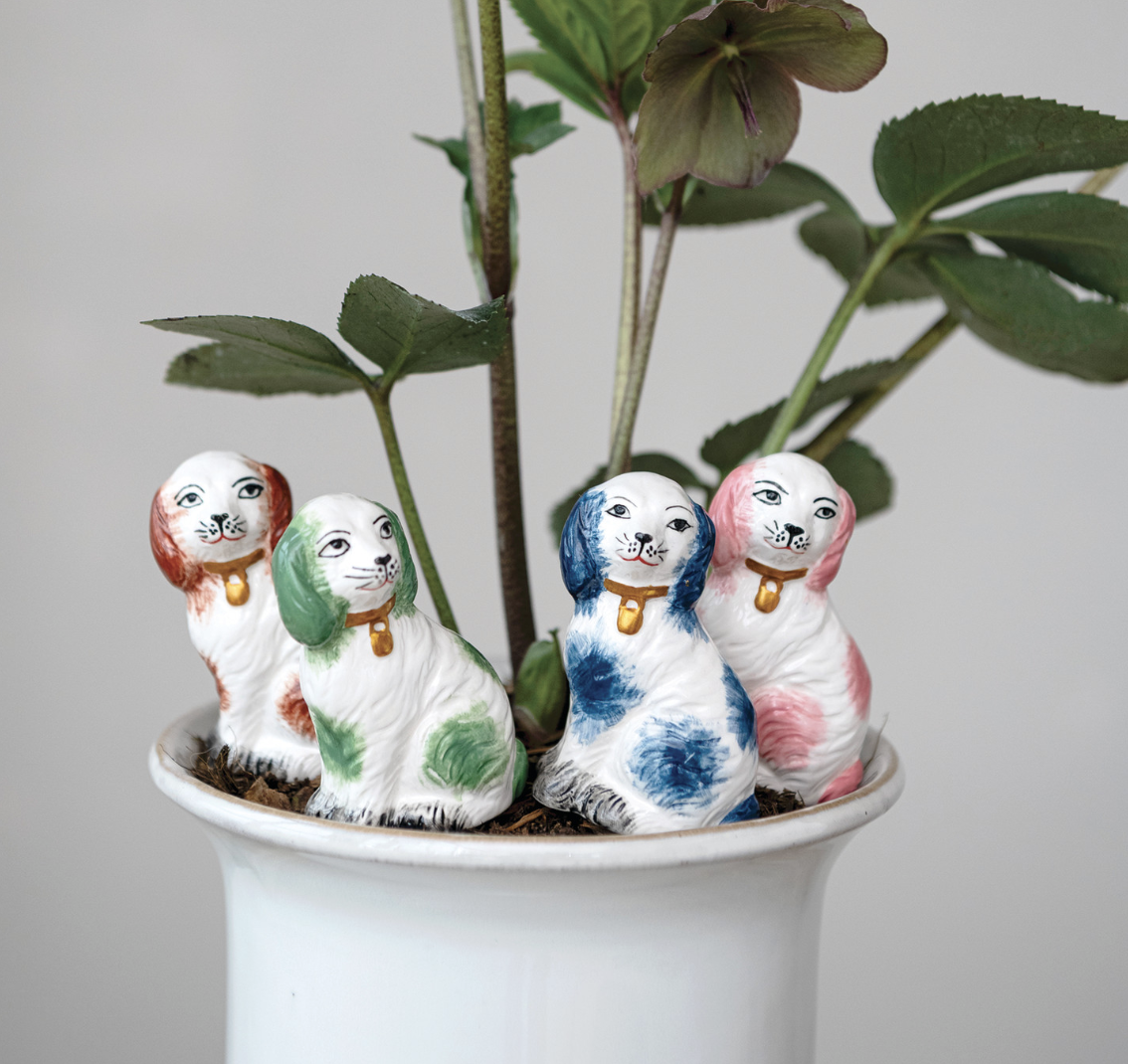 Stoneware Staffordshire Dog Plant Stake
