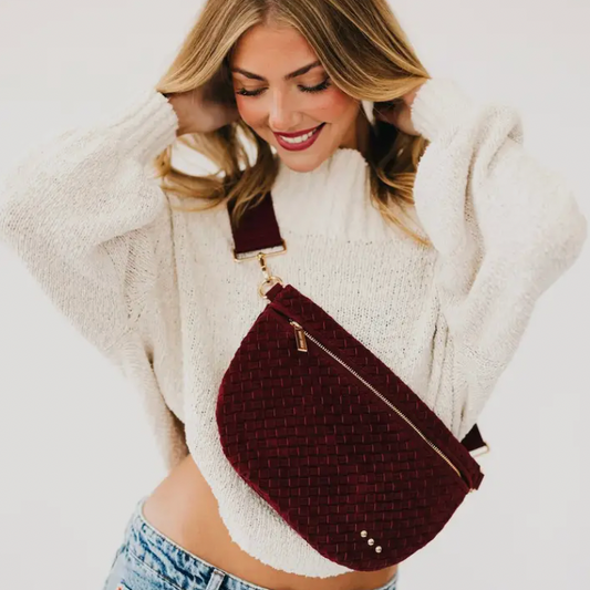 Burgundy Suede Westlyn Woven Bum Bag